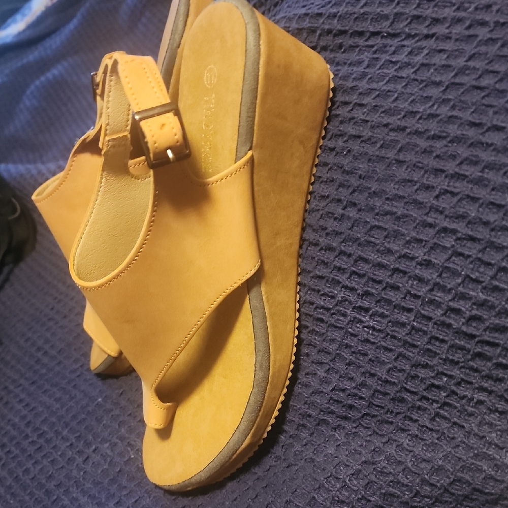 Tan Leather Wedge Shoes